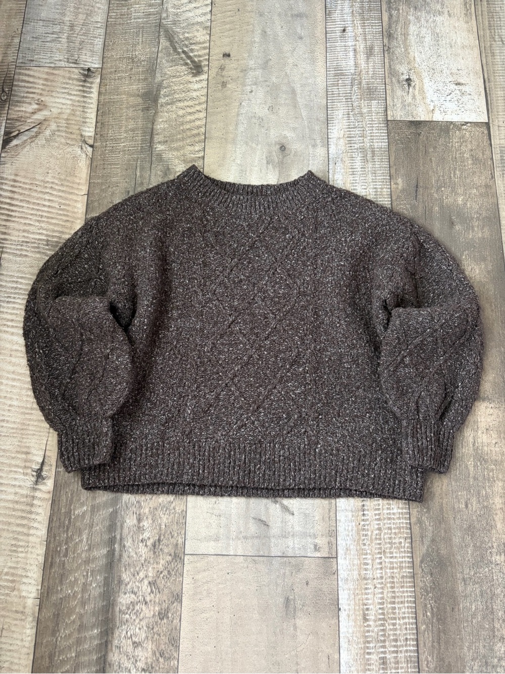 Lucky Brand Dark Brown Cable Knit Pullover